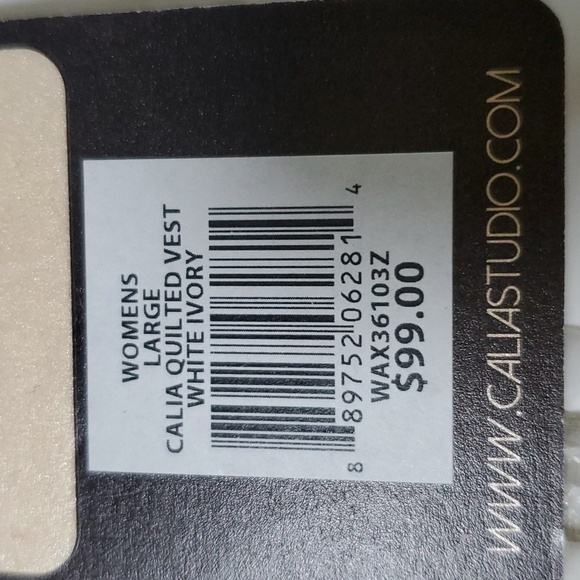 CALIA by Carrie Underwood L Quilted Vest White Puffer Sleeveless Full Zip Lined - Picture 12 of 12